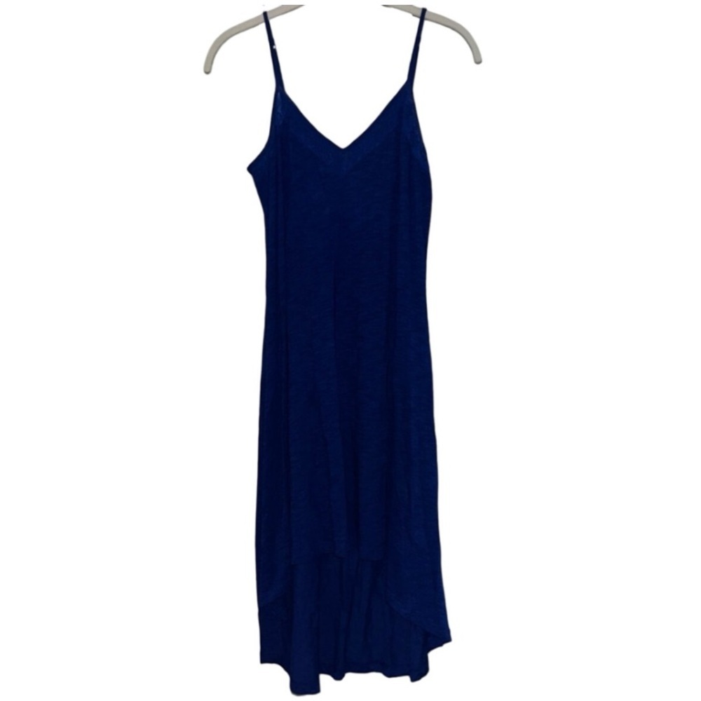 Express Blue V Neck Lace Detail High Low Spaghetti Strap Midi Dress Sz XS